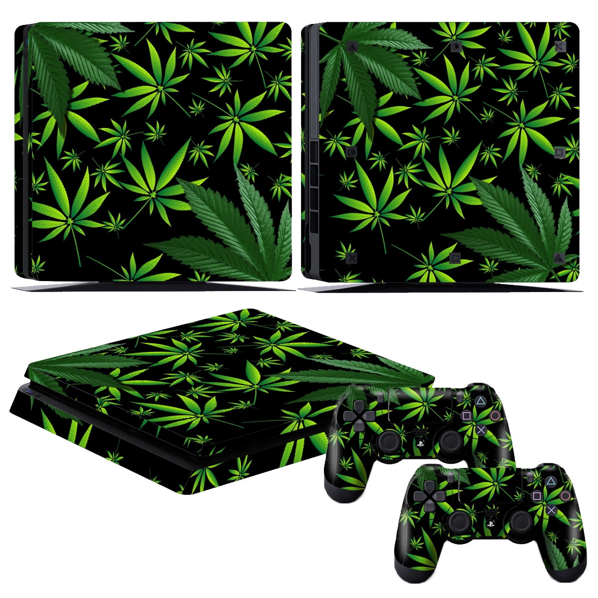 Gamexcel Sony PS4 Slim Console and 2 Dualshock Controllers Vinyl Skin Cover Decal Protective Sticker